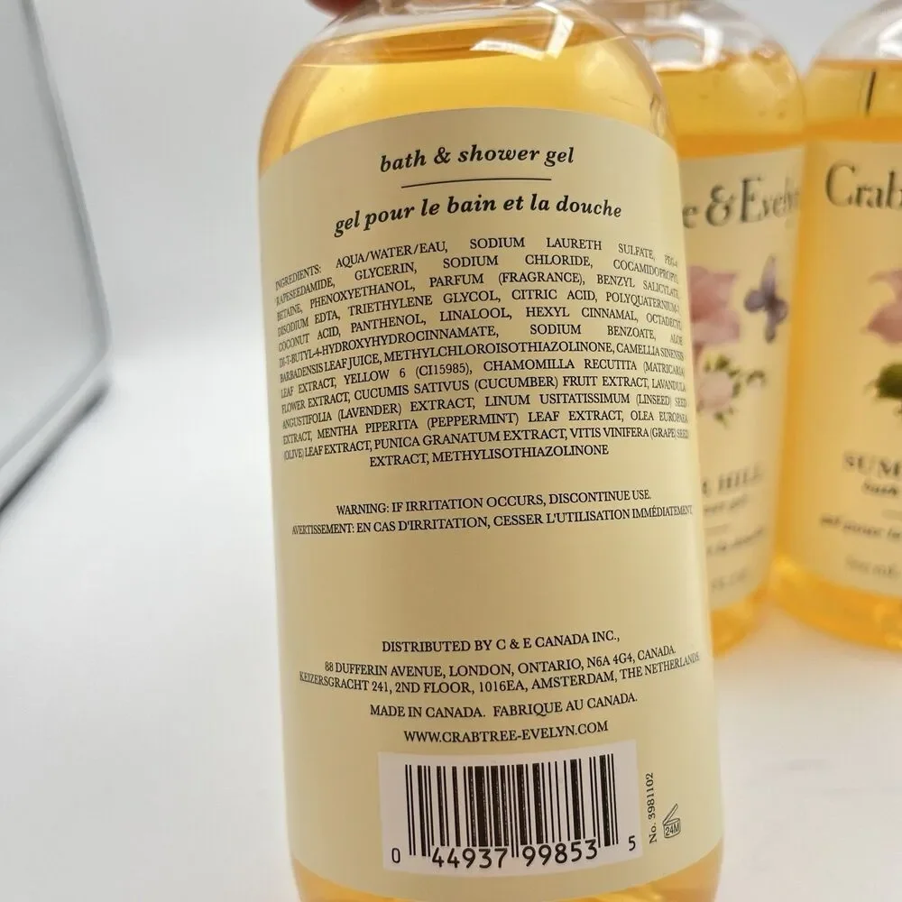 Crabtree & Evelyn Summer Hill Bath & Shower Gel 16.9 fl oz Lot of 3 ~New~